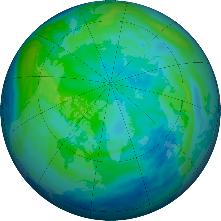 Arctic ozone map for 31 October 1992